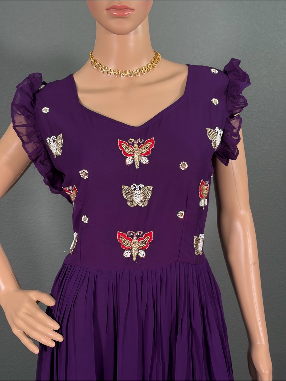 Brand new purple long Maxi dress for women,Bust -M up to L